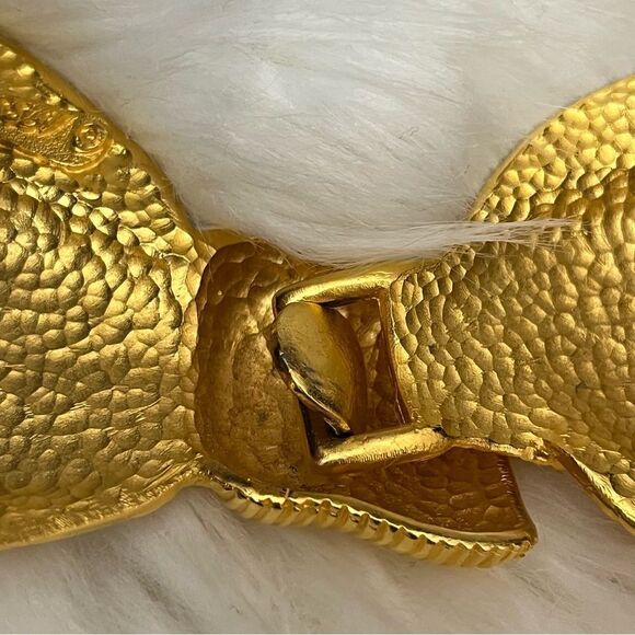 Margarita Barrera Vintage Signed Gold Bow Buckle Belt OS - Picture 8 of 9